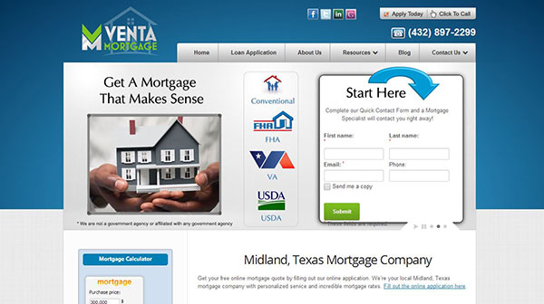 Venta Mortgage Web Design Infule